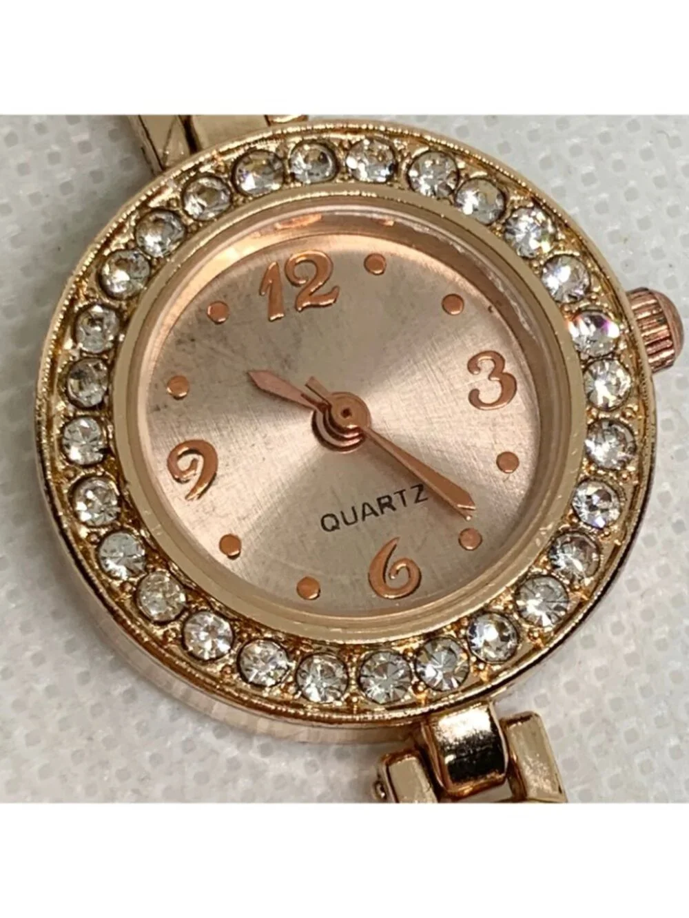 Blear women’s watch rose gold tone 24mm quartz rhinestones up to 7.5” running